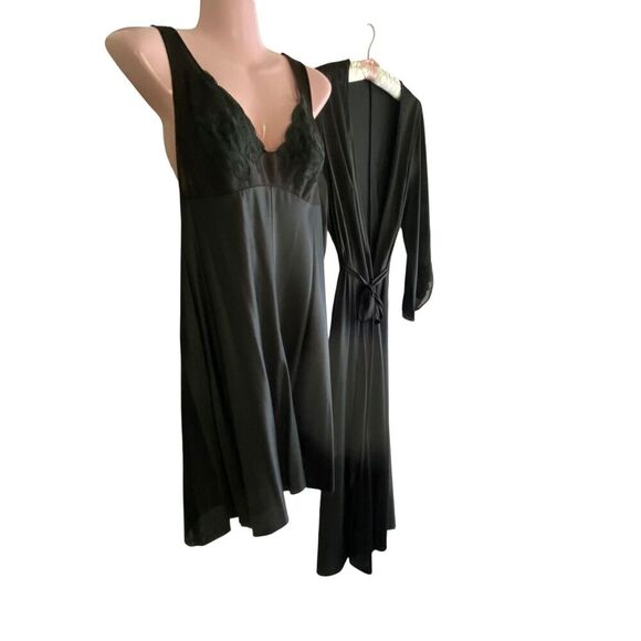 Vintage Vanity Fair Nightgown Robe Set Womens 34 Nylon Lace Trim Lingerie 70s - Picture 2 of 7